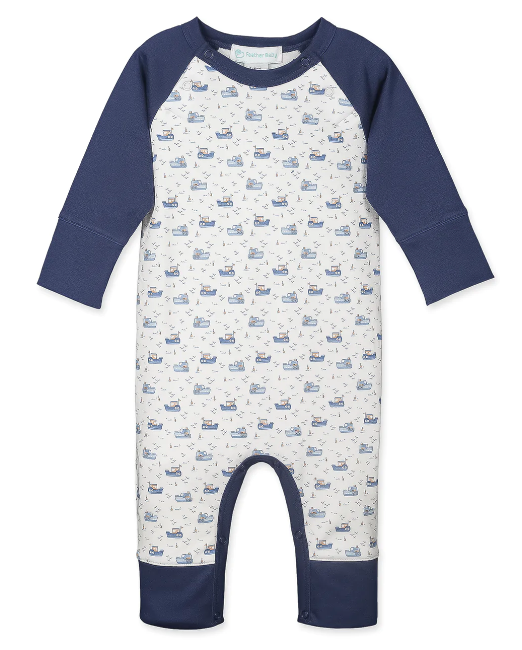 Sailor Romper Tugboats on White
