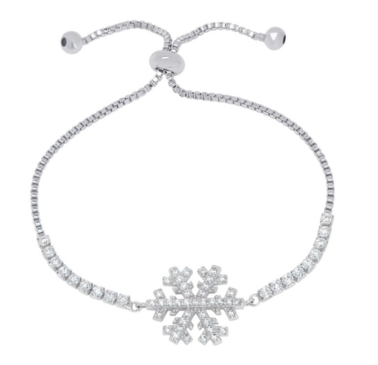 CZ Snowflake Bolo Bracelet