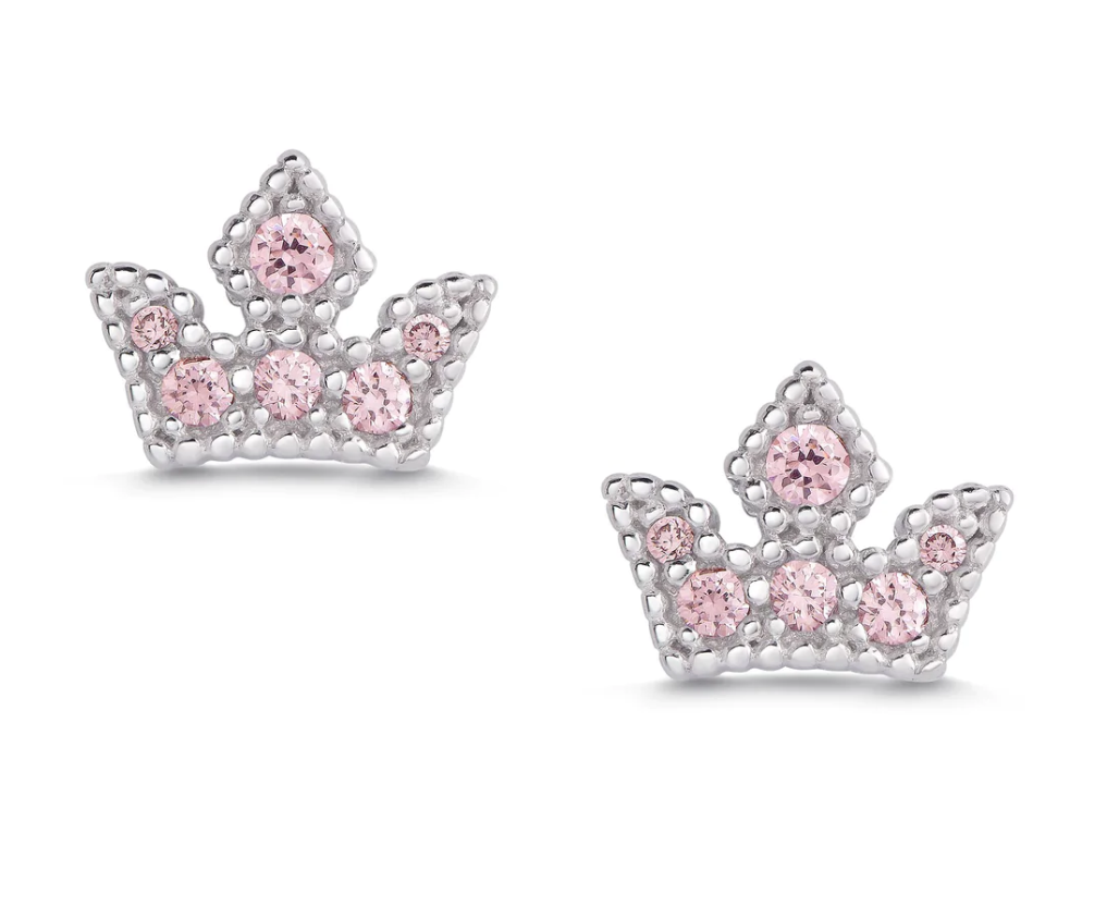 Princess Tiara CZ Stud Earrings
