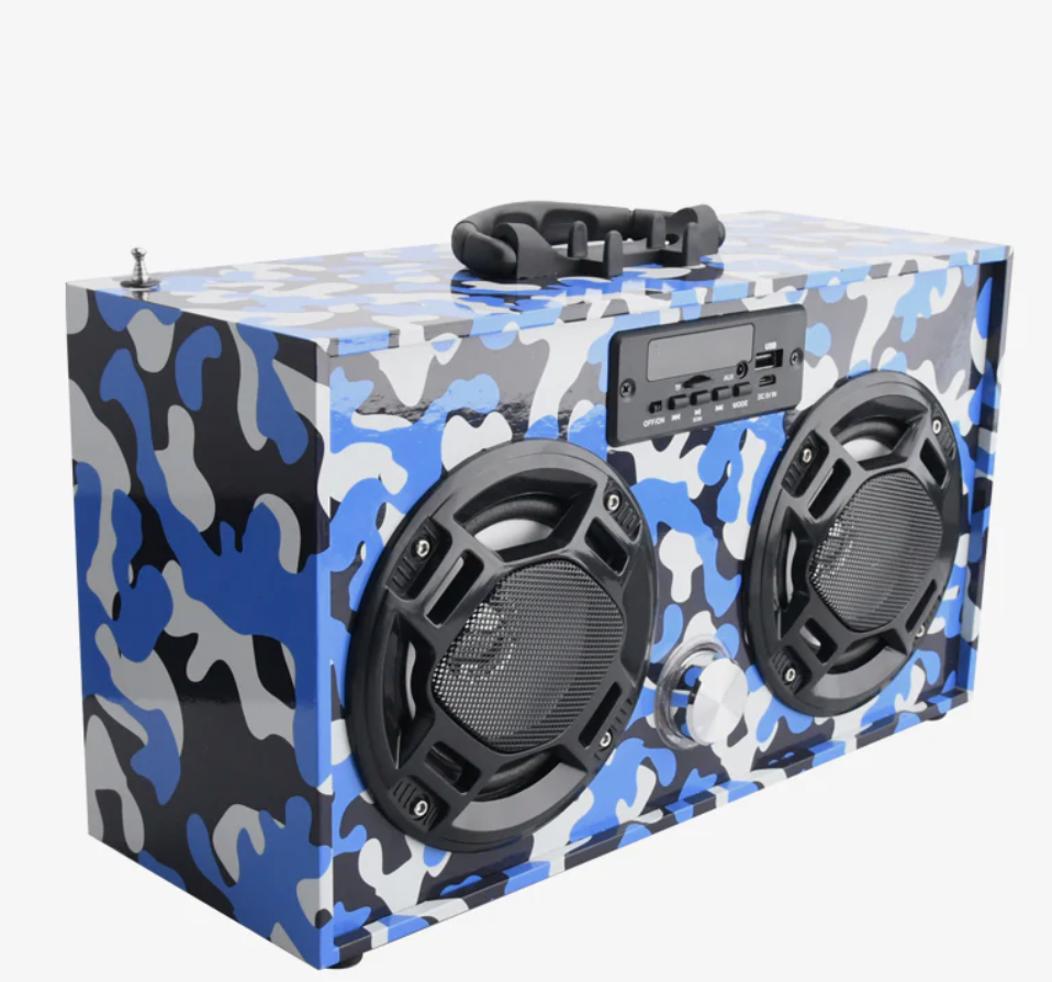 Retro Blue Camo-Mini Boom Box