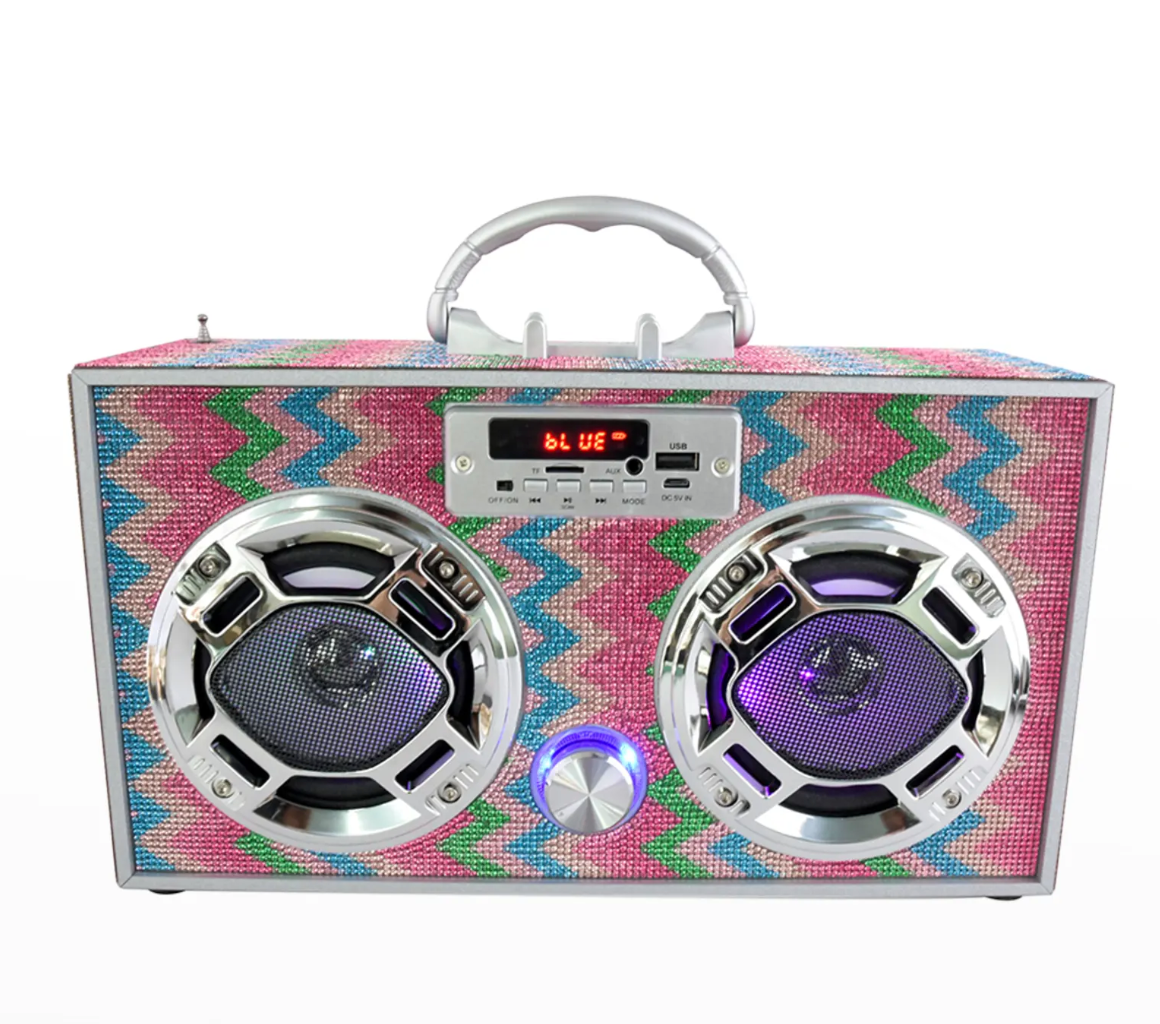 Chevron Bling Retro Bluetooth Boombox