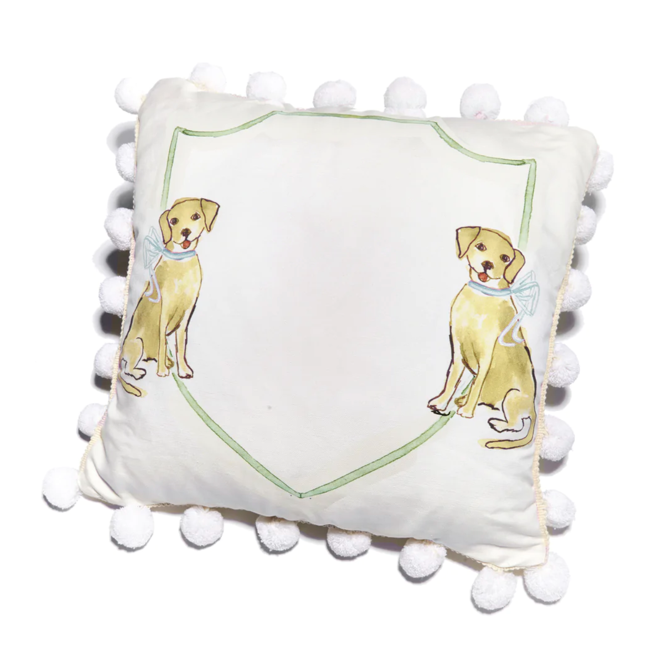 Yellow Dog Pom Pom Pillow
