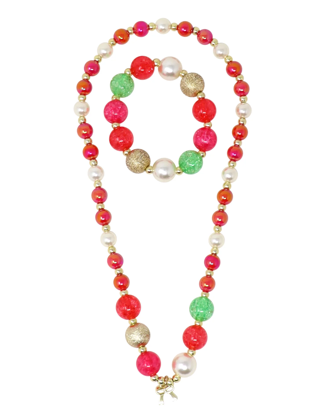 Brilliant And Bright Bow Pendant Necklace And Bracelet Set
