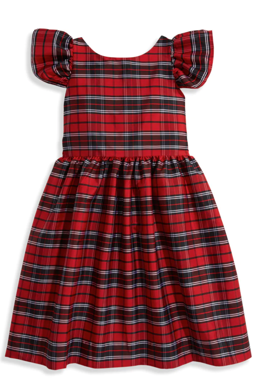 Edenham Dress Plaid Coffee Taffeta