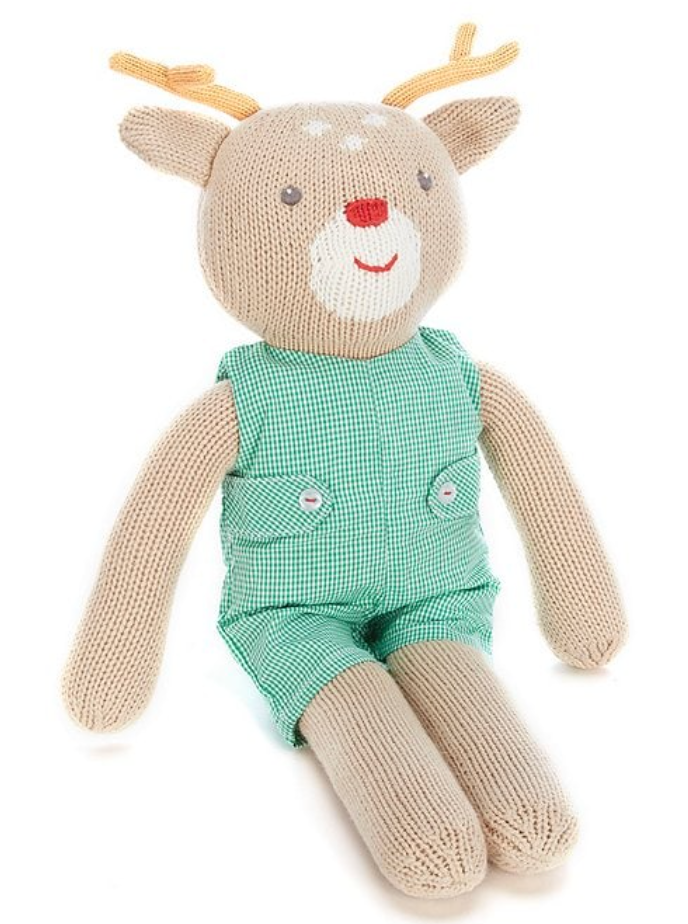 Reindeer In Green Gingham Romper