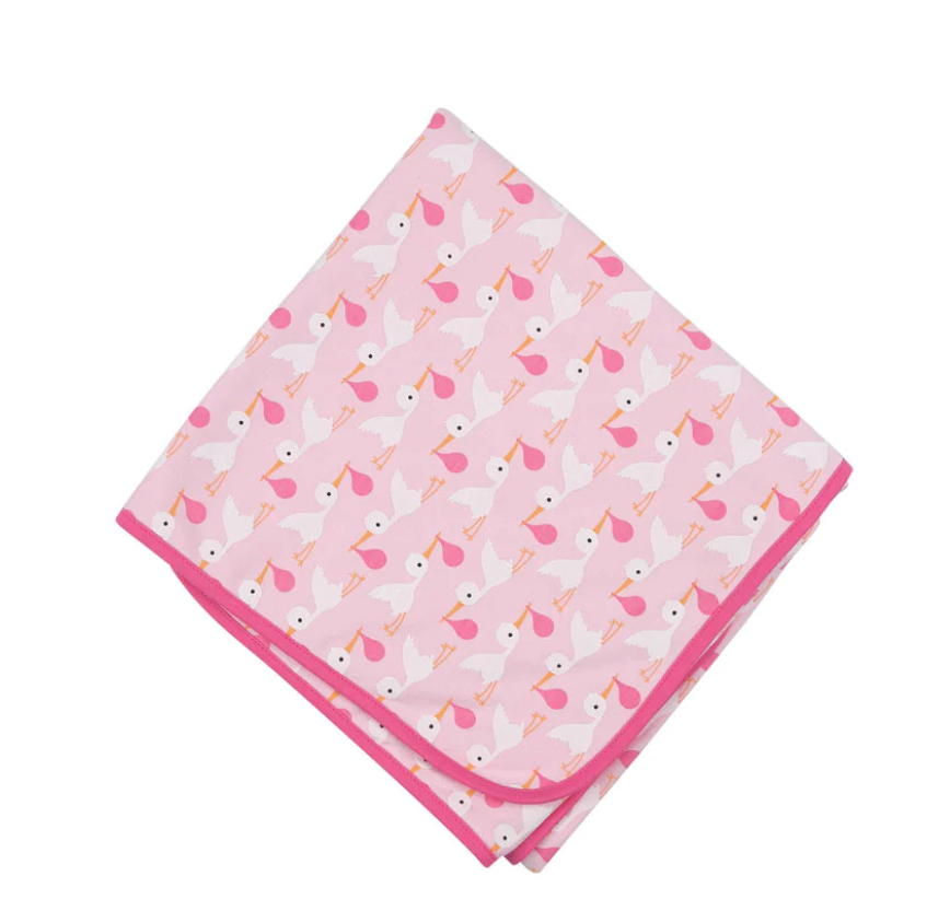 Stork Printed Blanket Pink