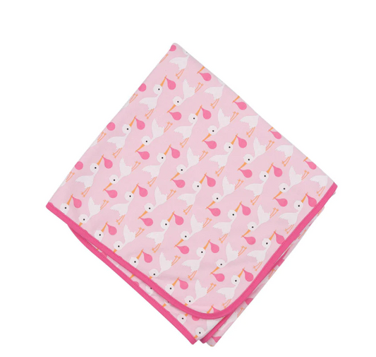 Stork Printed Blanket Pink