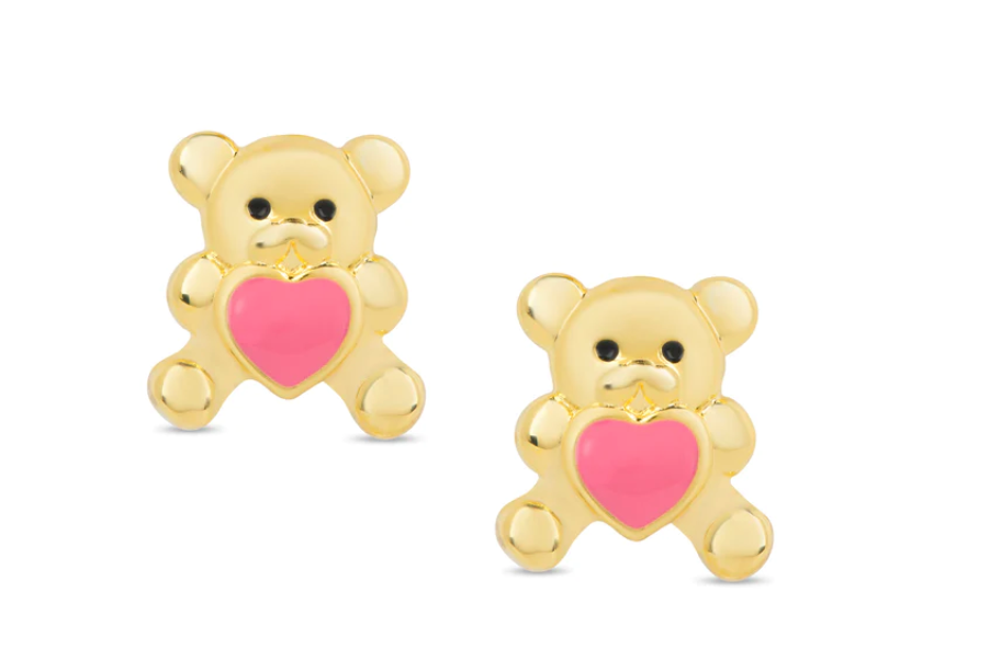 Heart Teddy Bear Stud Earrings