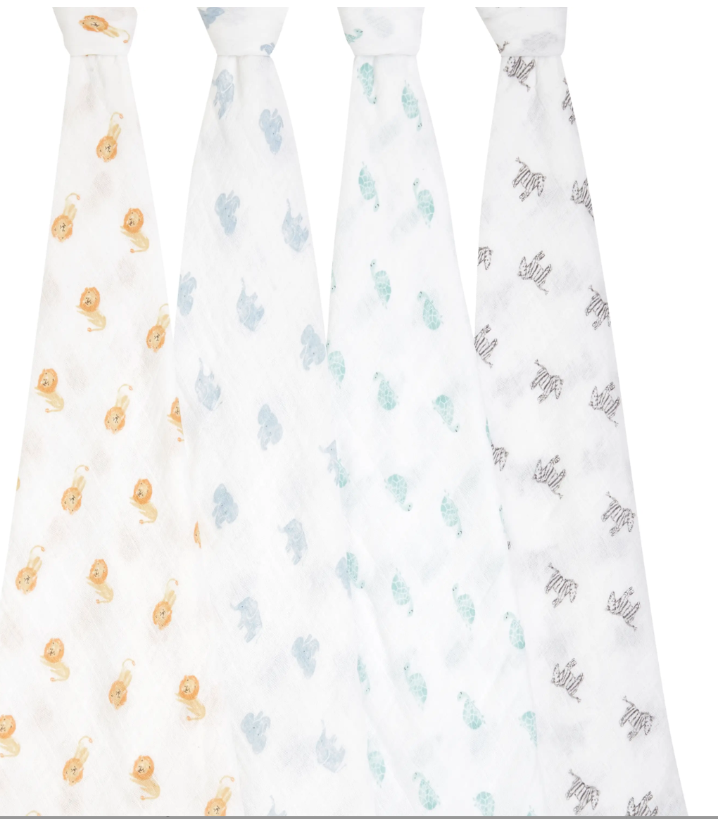 Animal Kingdom 4-Pack Organic Swaddles