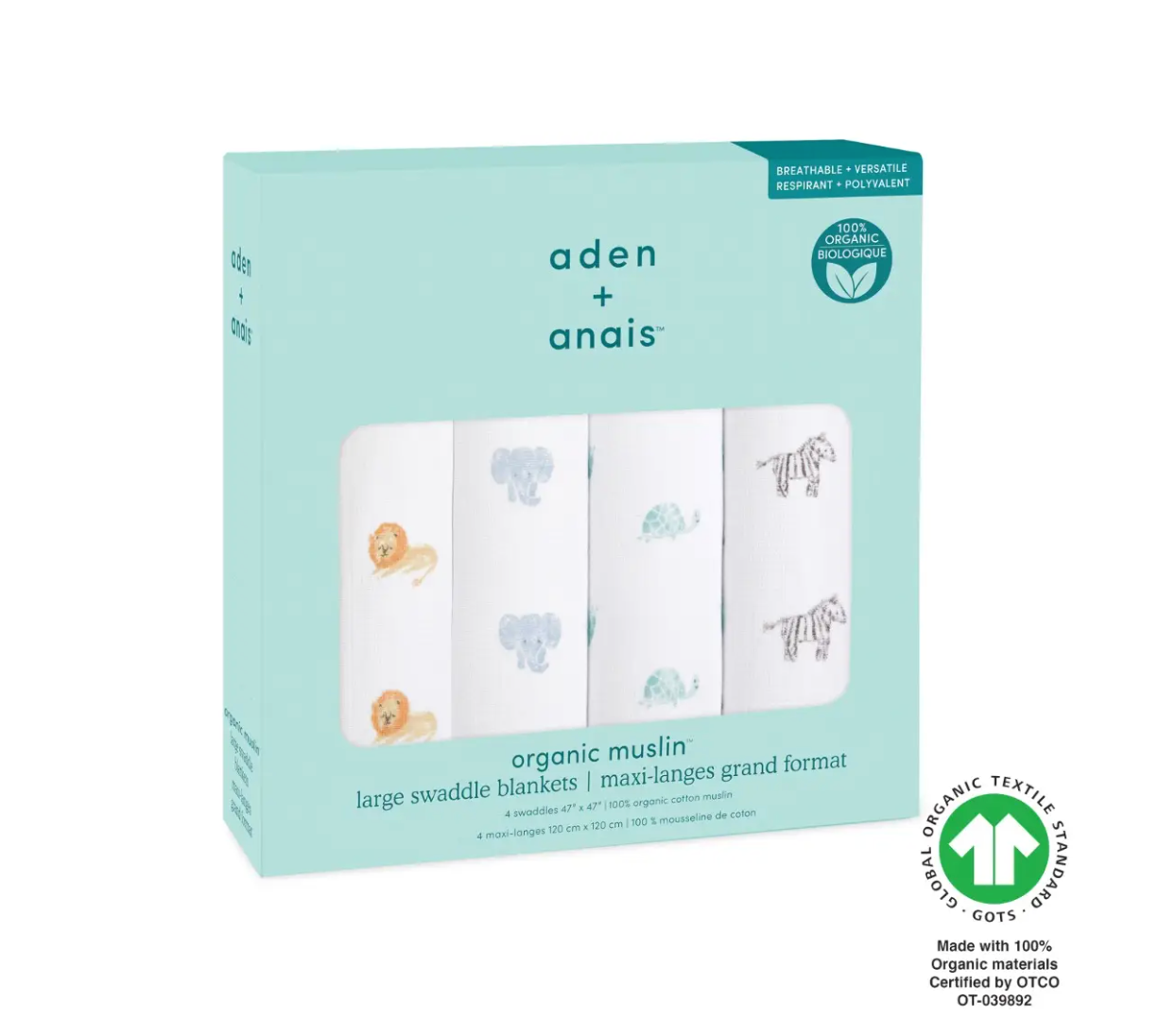 Animal Kingdom 4-Pack Organic Swaddles