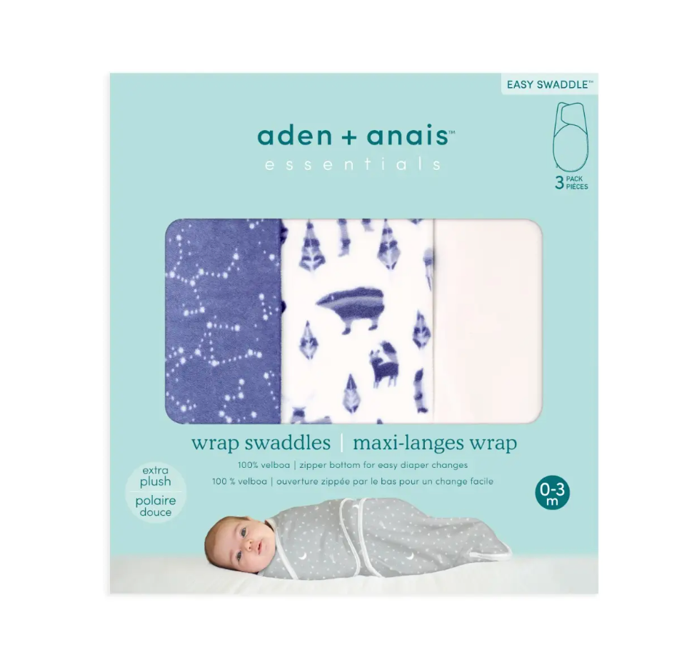 Scandinavian Sky Minky 3-Pack Easy Swaddle Wraps