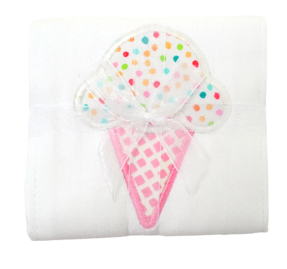 Ice Cream Applique Burp Cloth