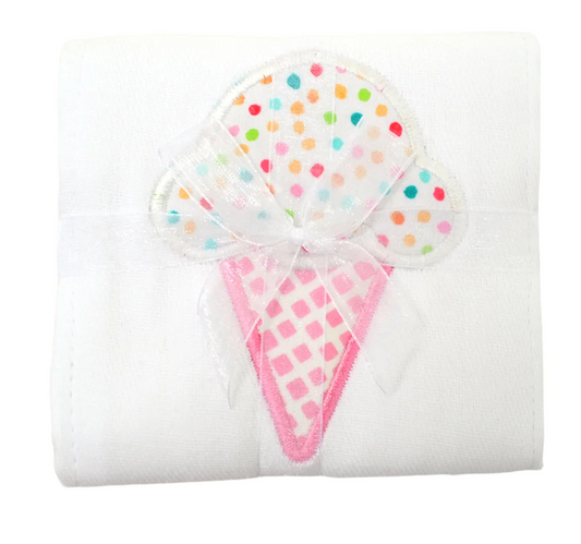 Ice Cream Applique Burp Cloth