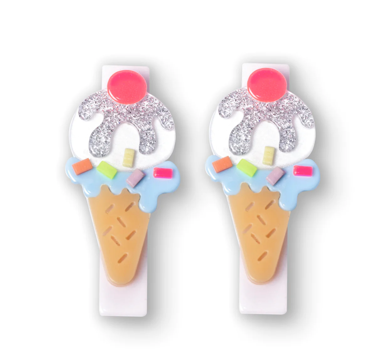 Ice Cream Sundae Silver Hair Clips