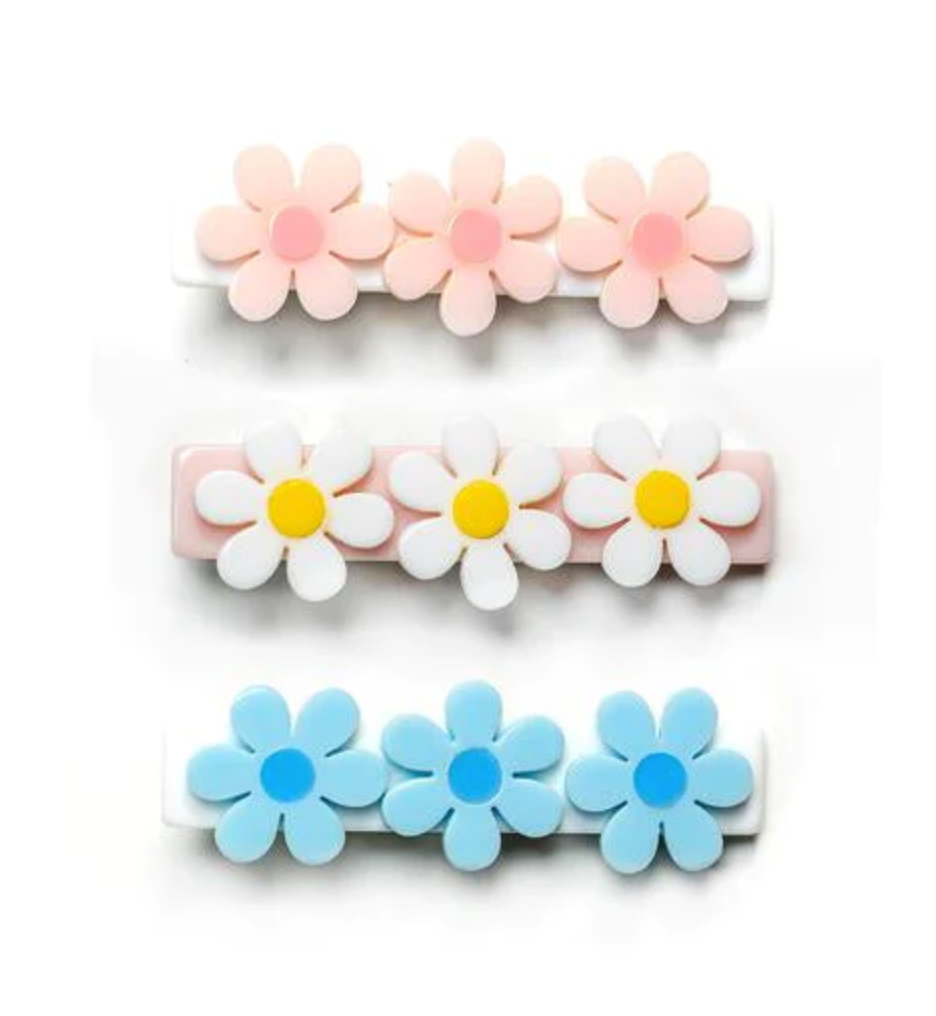 Daisies Pastel Color Alligator Hair Clips (Pack of 3)