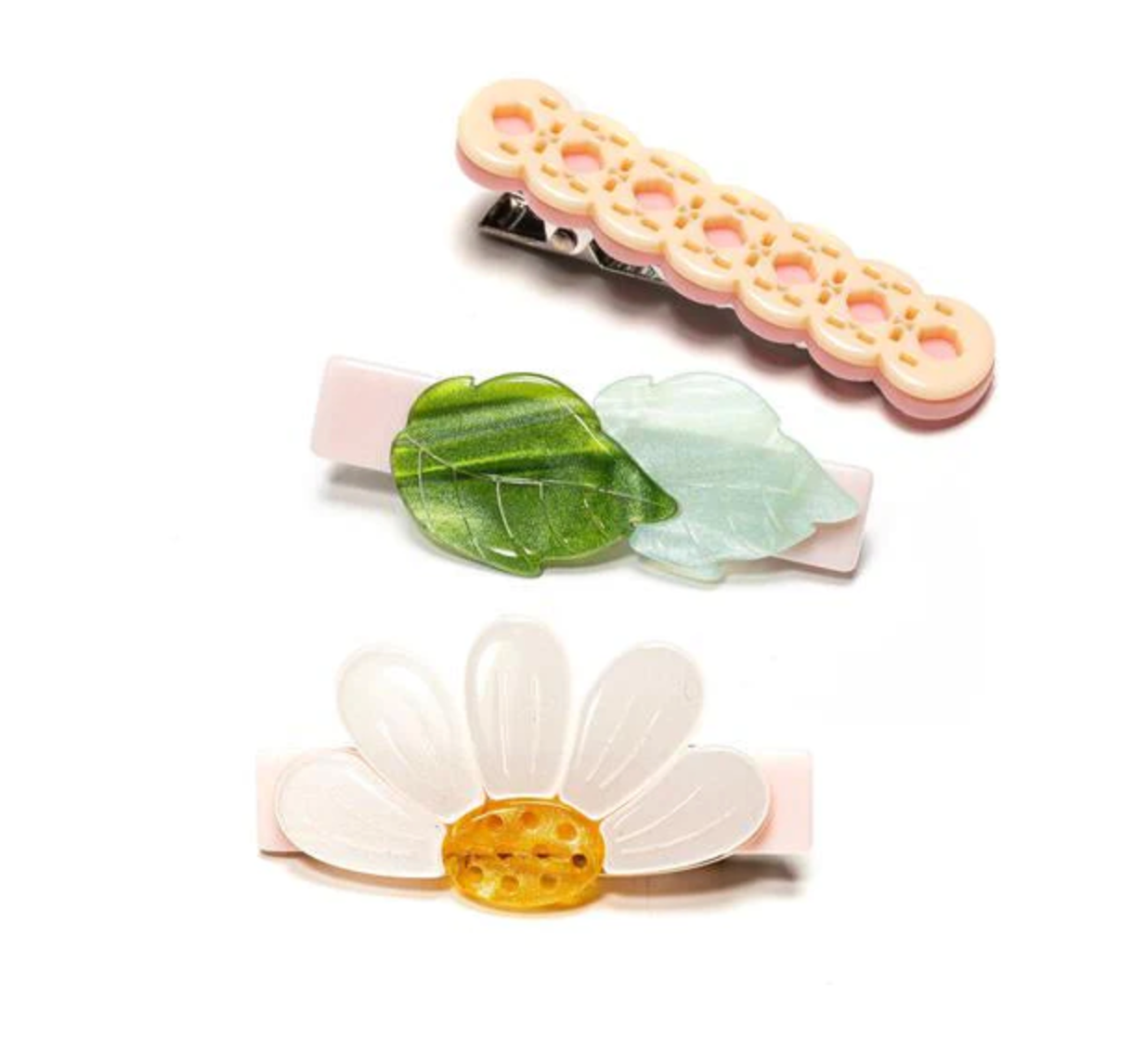 Double Daisies Pearlized Alligator Clips