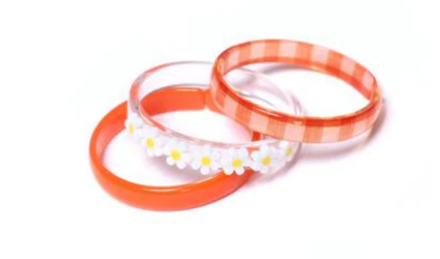 Daisy + Orange Checkered Bangles