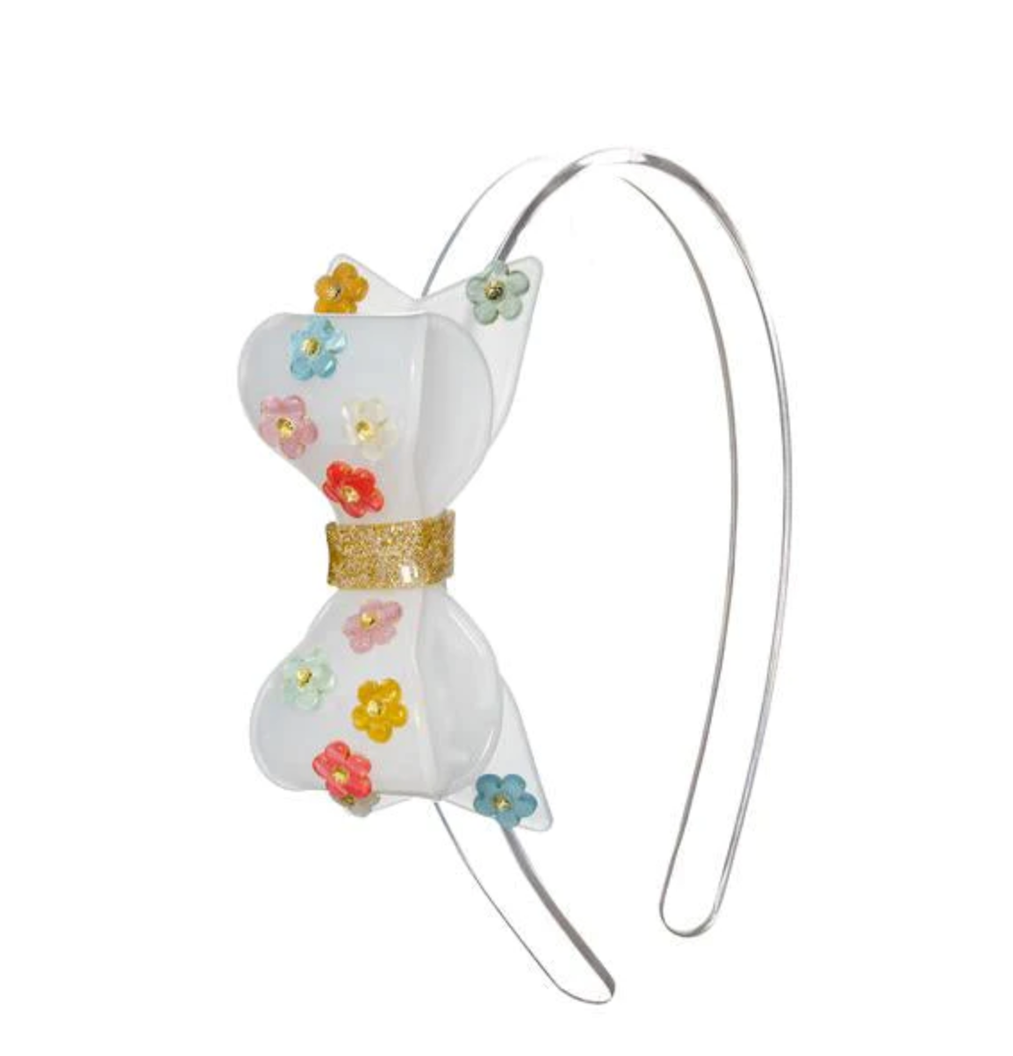 Fat Bow Satin Pastel Flowers Headband