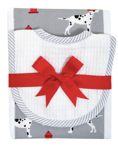 Firetruck Drooler Bib and Burp Set