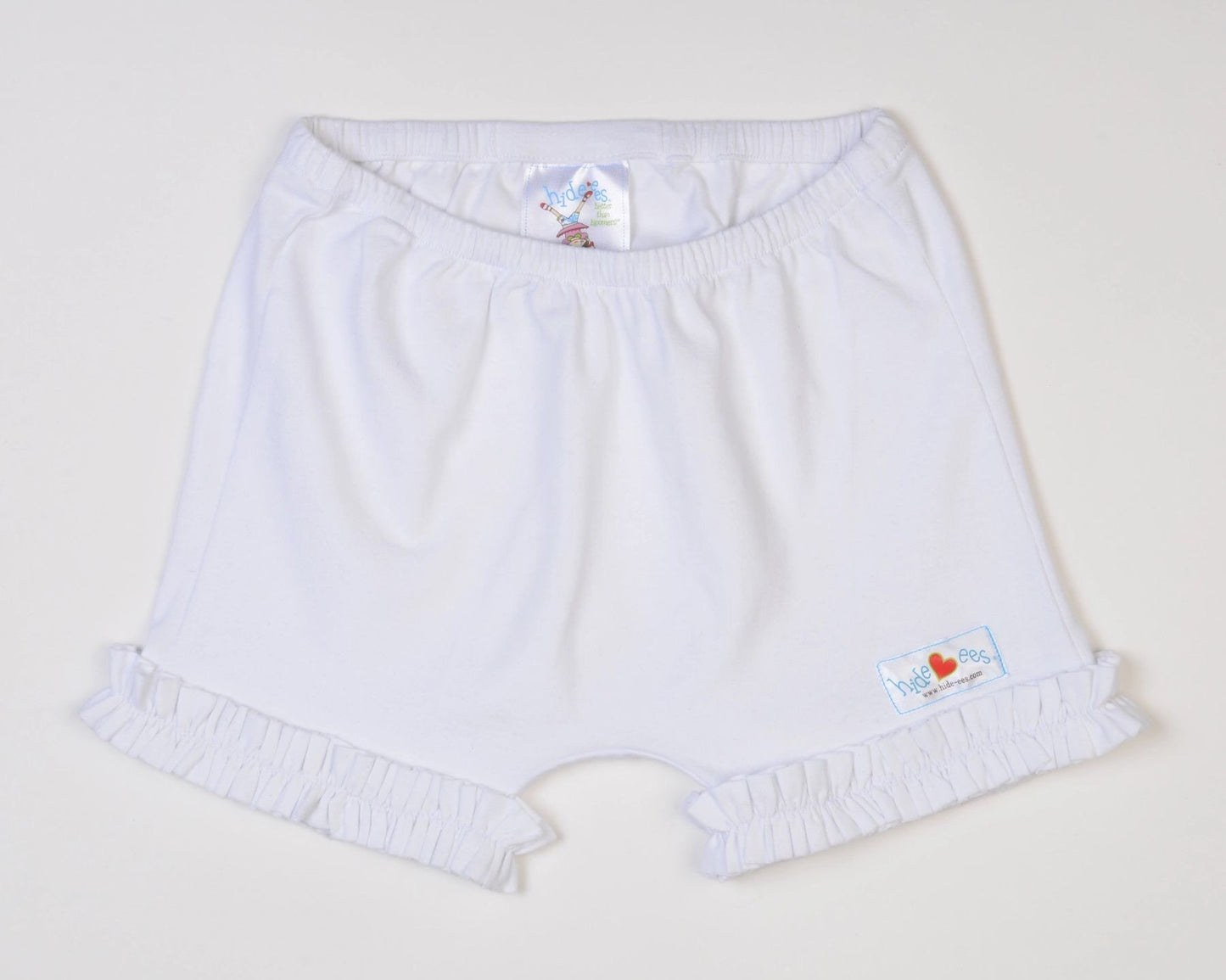 Hide-ees White With Ruffle