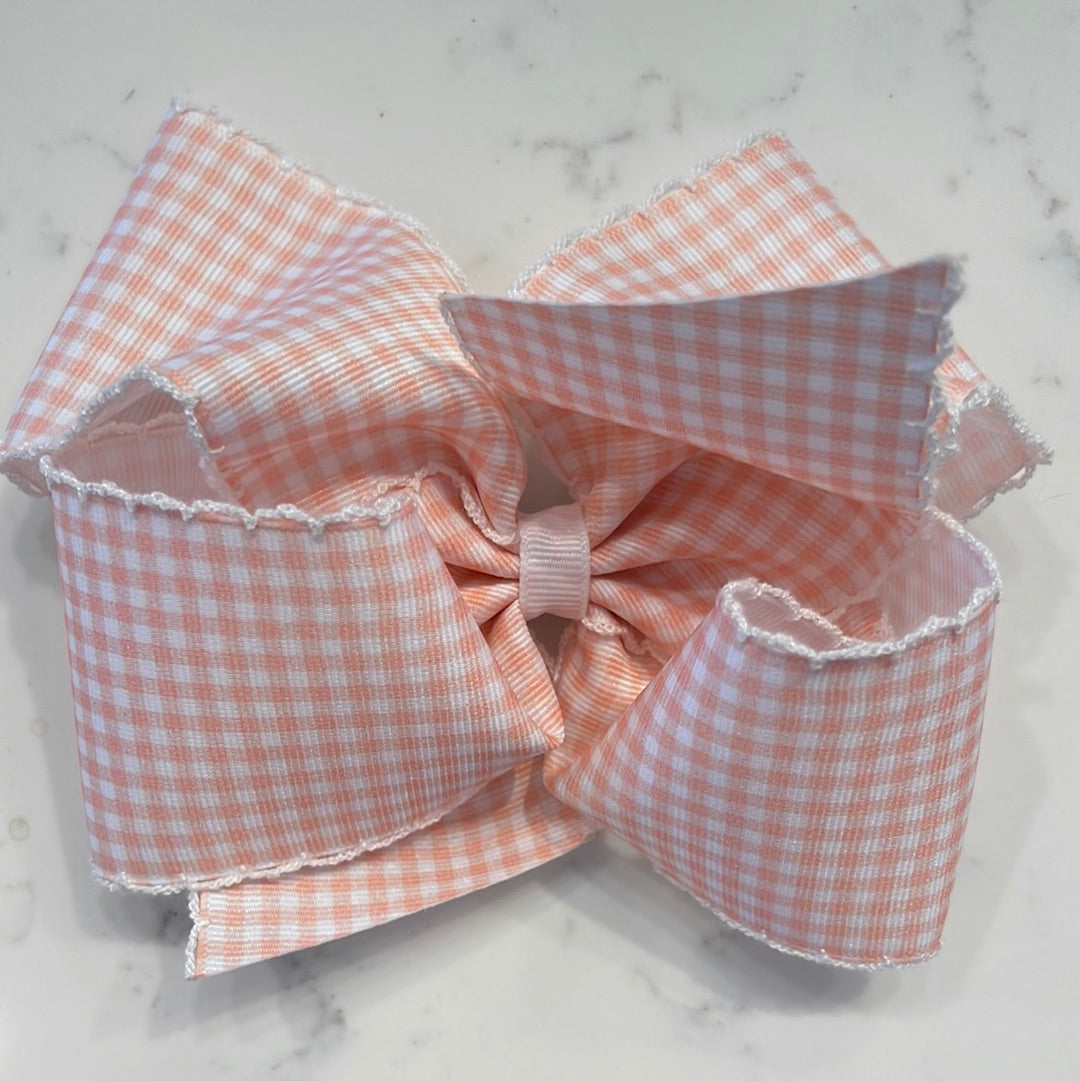 Medium Gingham Print With Moonstitch Trimmed Bow