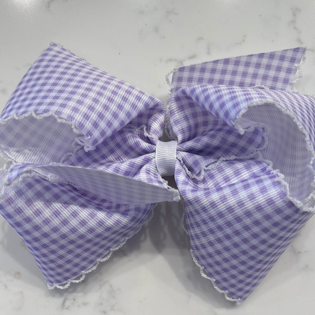 King Gingham Print With Moonstitch Trimmed Bow