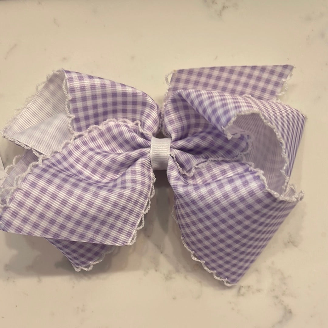 Medium Gingham Print With Moonstitch Trimmed Bow