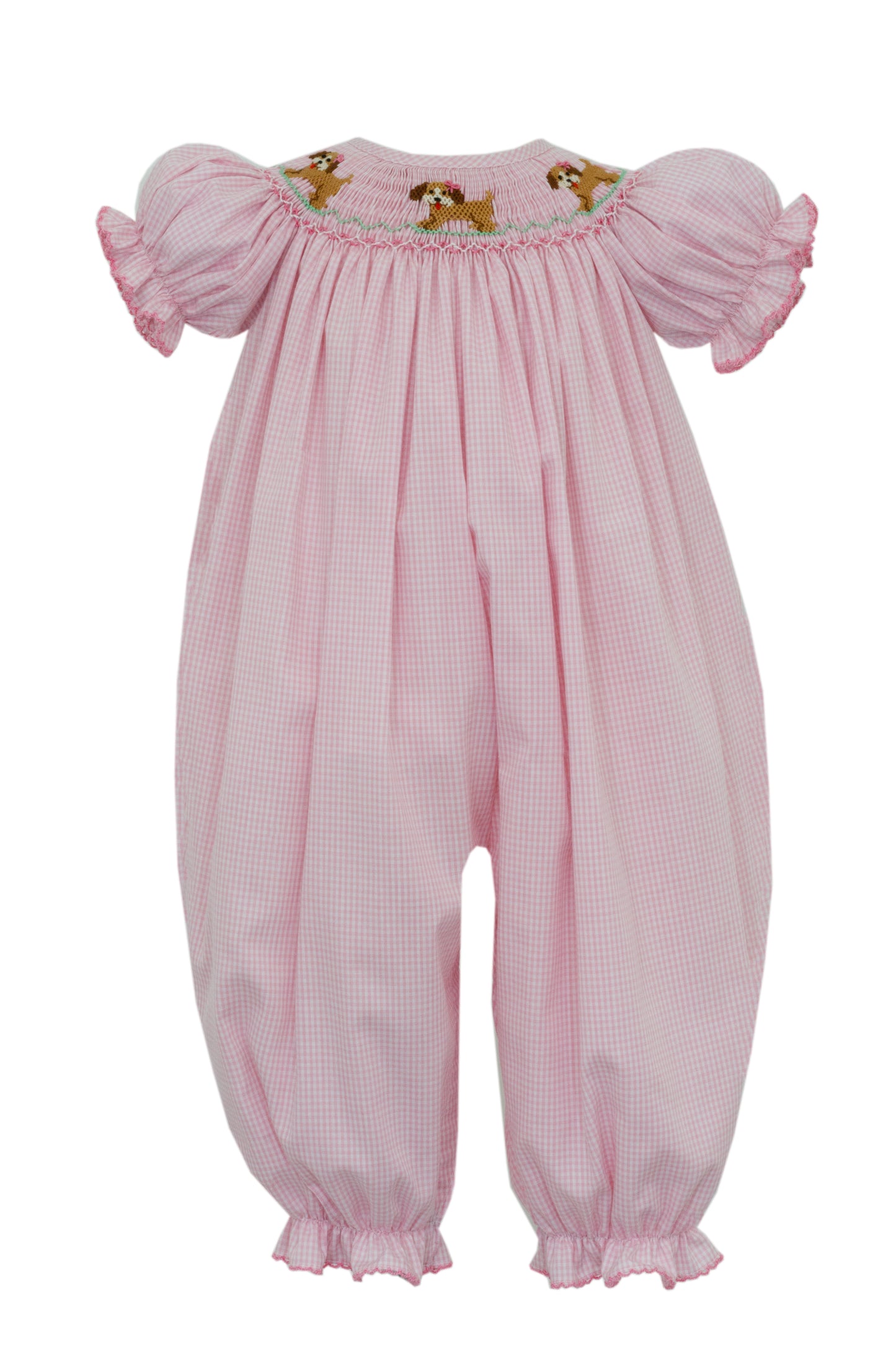 Puppies Pink Gingham Long Bishop Bubble