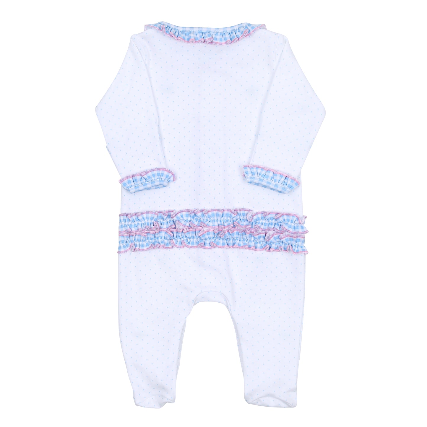 Anna's Classics Sky Blue Smocked Scattered Ruffle Footie