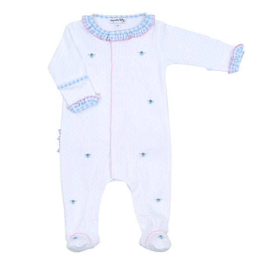 Anna's Classics Sky Blue Smocked Scattered Ruffle Footie