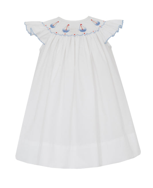 Sailboats White Poplin Angel Wing Bishop