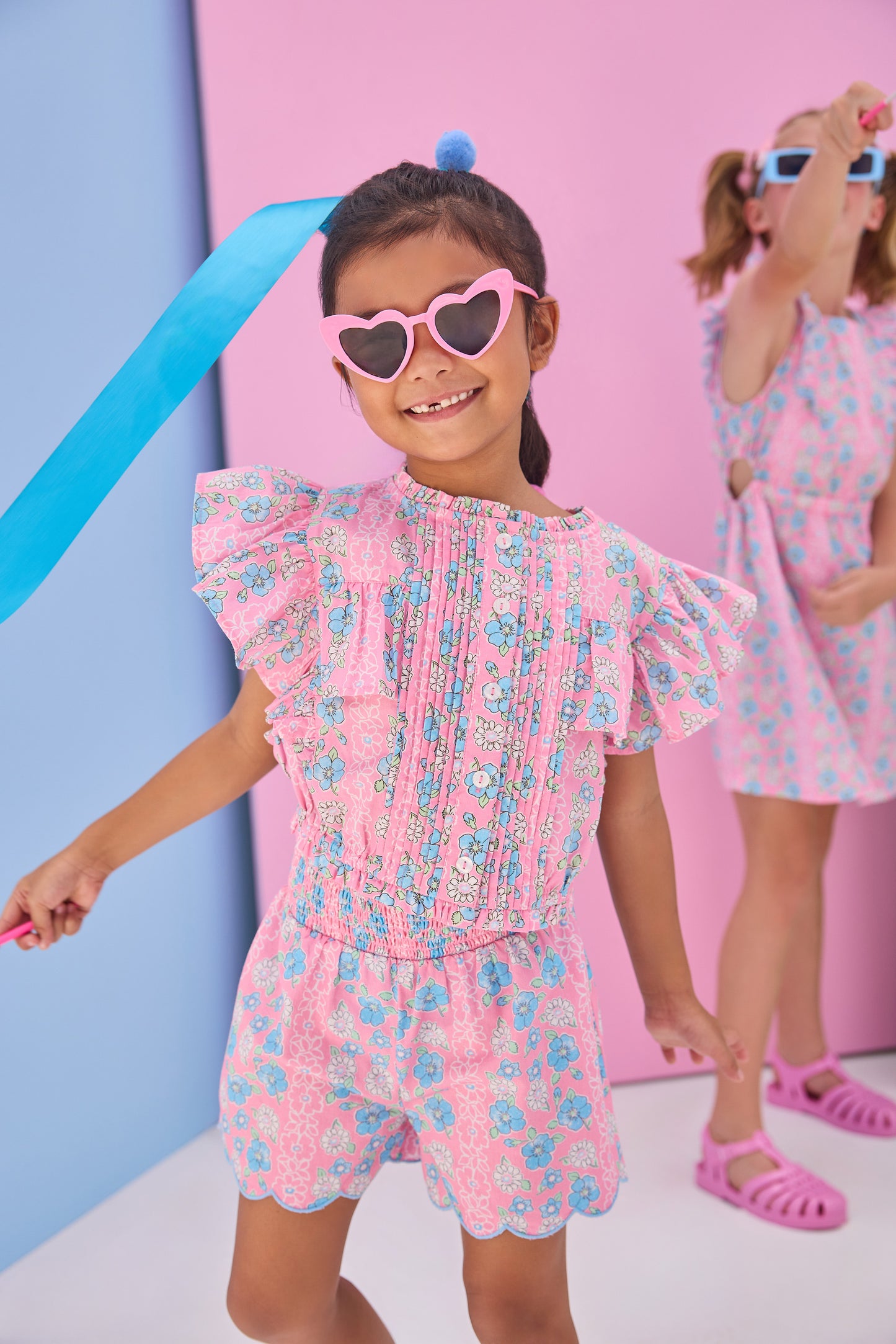Spring Marguerite Floral Shirred Shorts