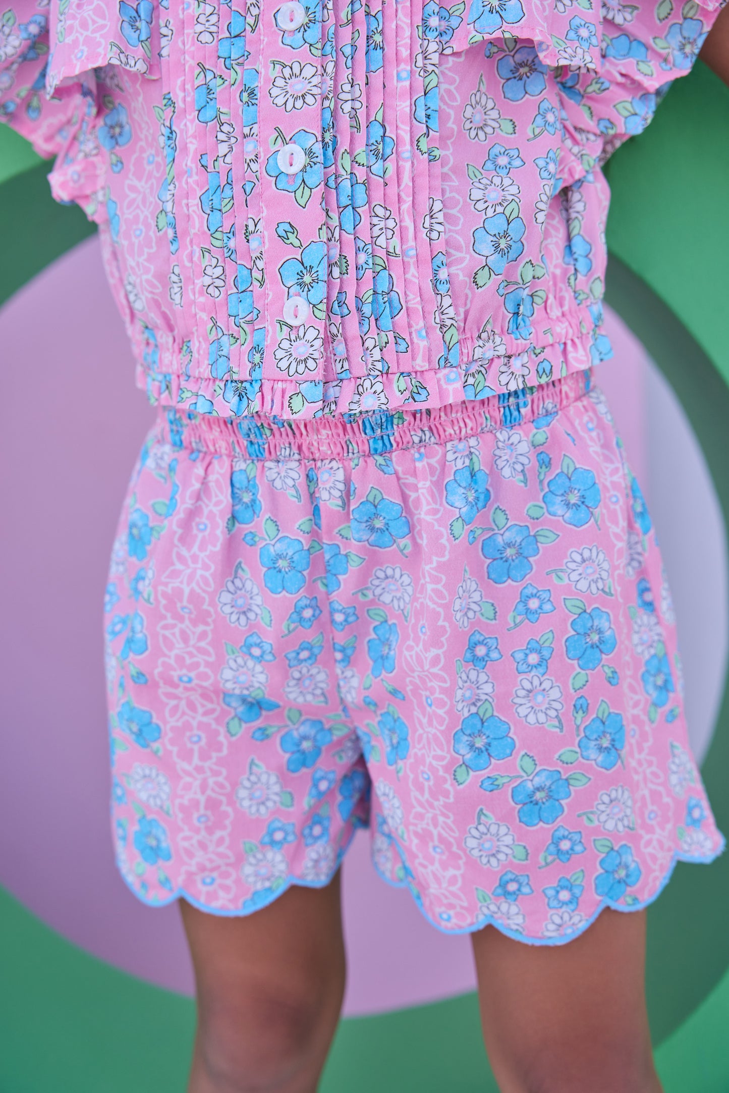 Spring Marguerite Floral Shirred Shorts