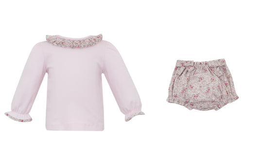Rose Pink Floral Print Bloomer Set LS