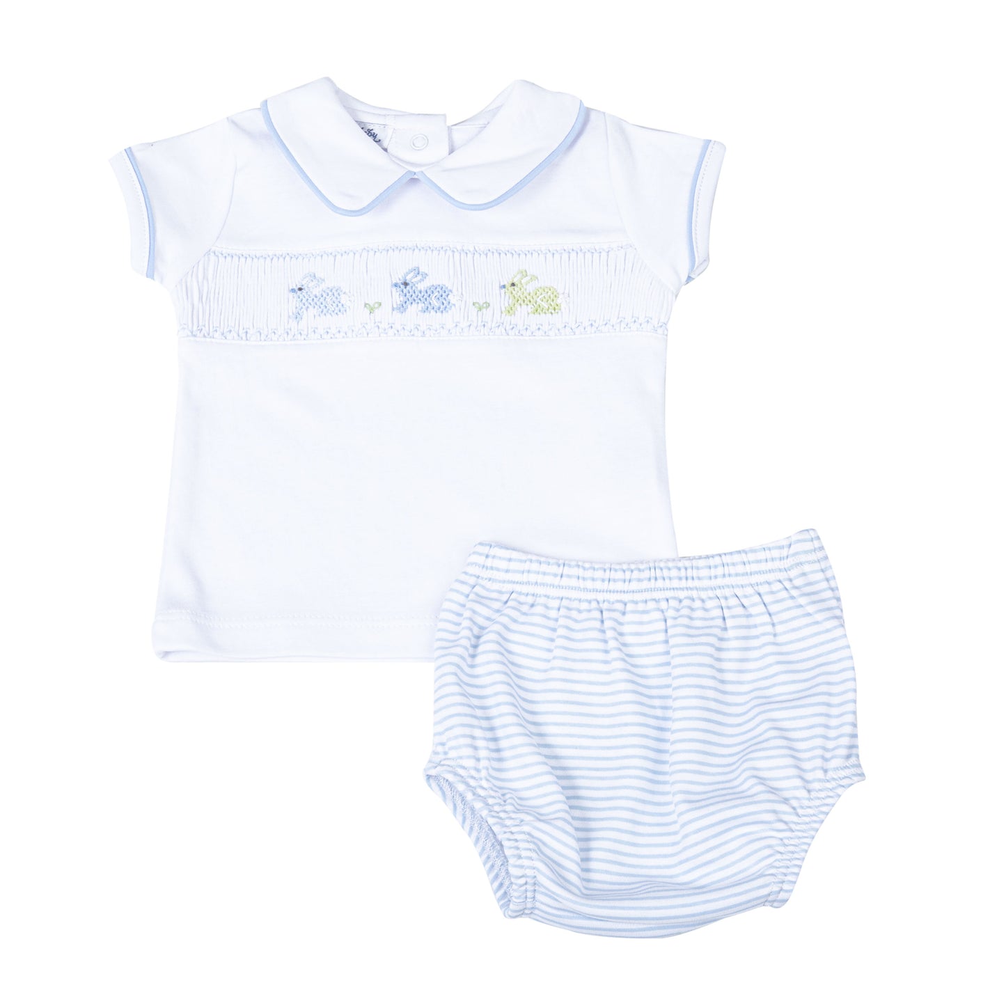 Hoppity Hop Classics Smocked Diaper Cover Set Light Blue