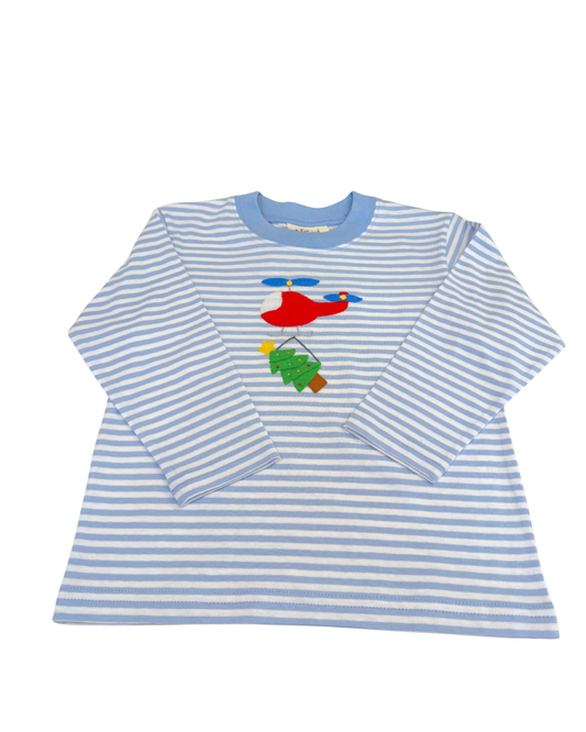 Boys LS Helicopter w/ Christmas Tree Stripe T-Shirt