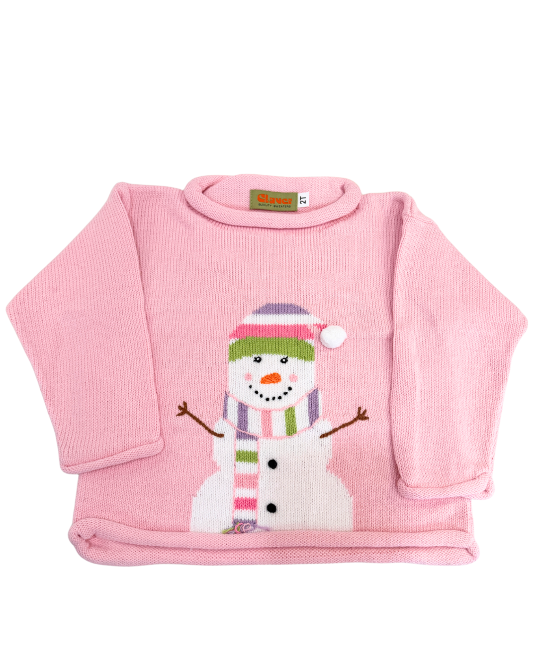 Pink Snowman w/ Scarf Roll Sweater