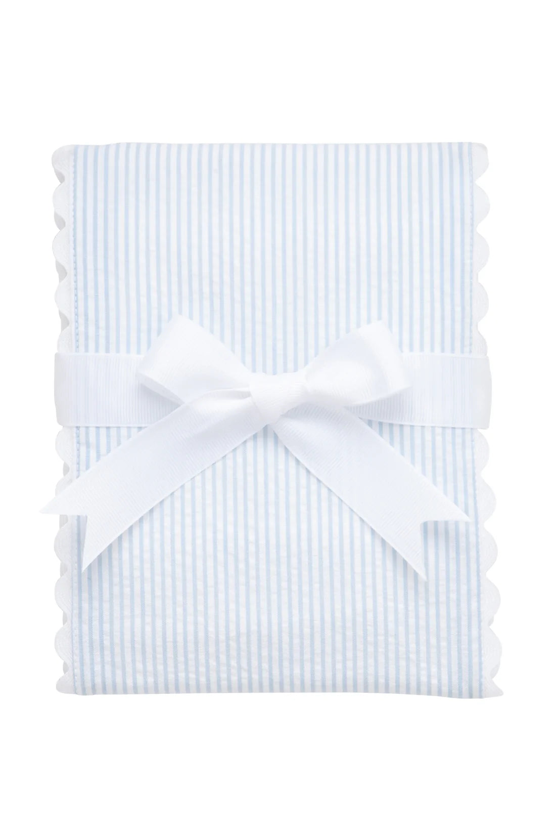Seersucker Stripe Fancy Fabric Burp, Blue
