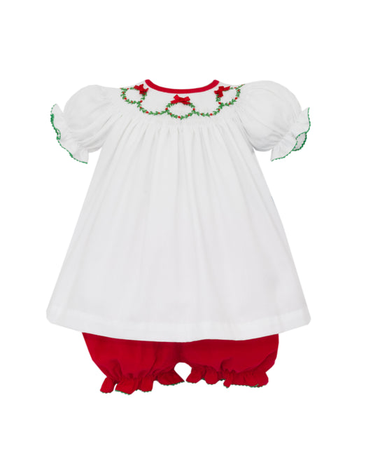 Holiday Wreath Red Cord Bishop Bloomer Set