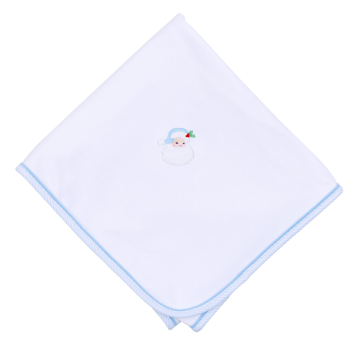 Santa Baby Embroidered Receiving Blanket Light Blue