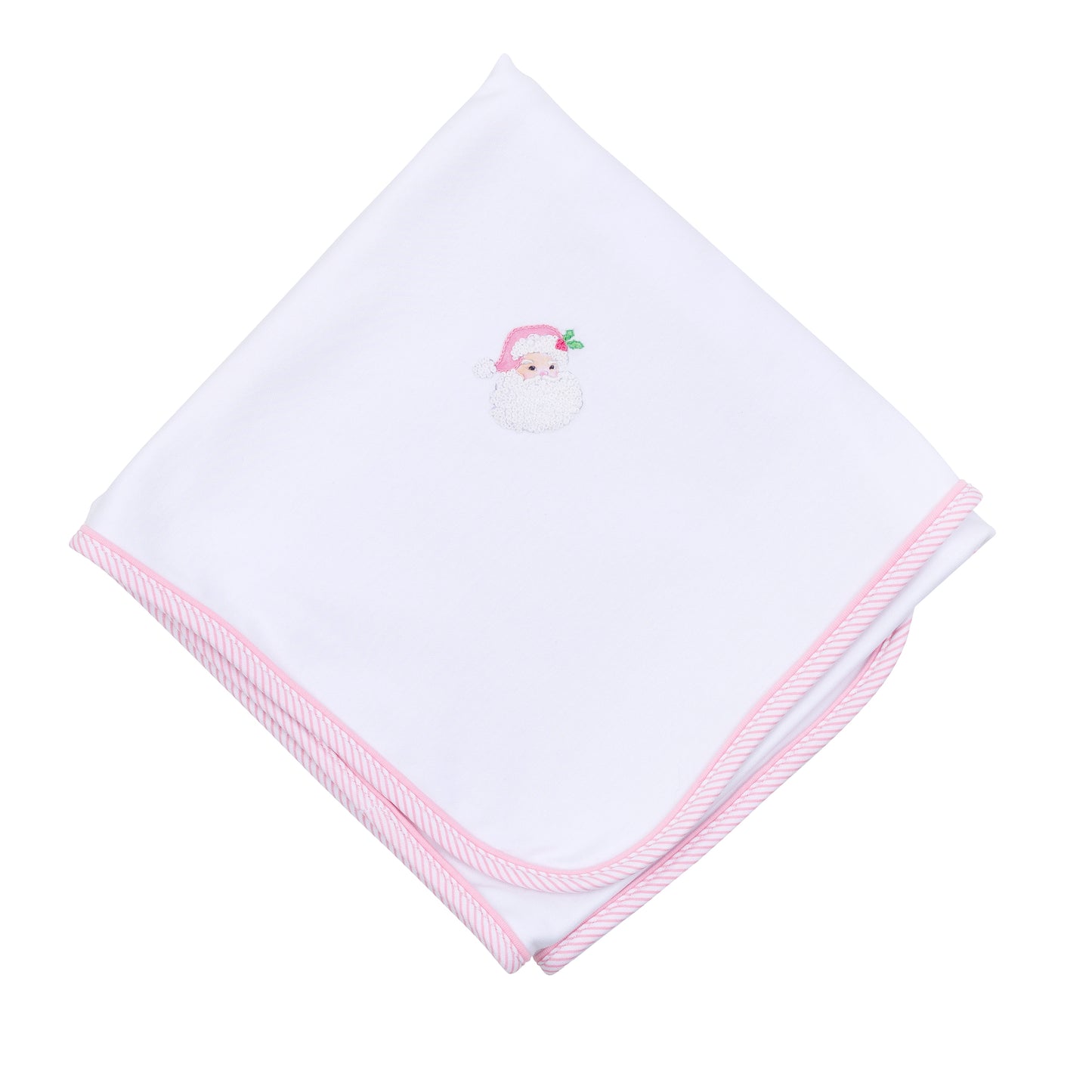 Santa Baby Embroidered Receiving Blanket Pink