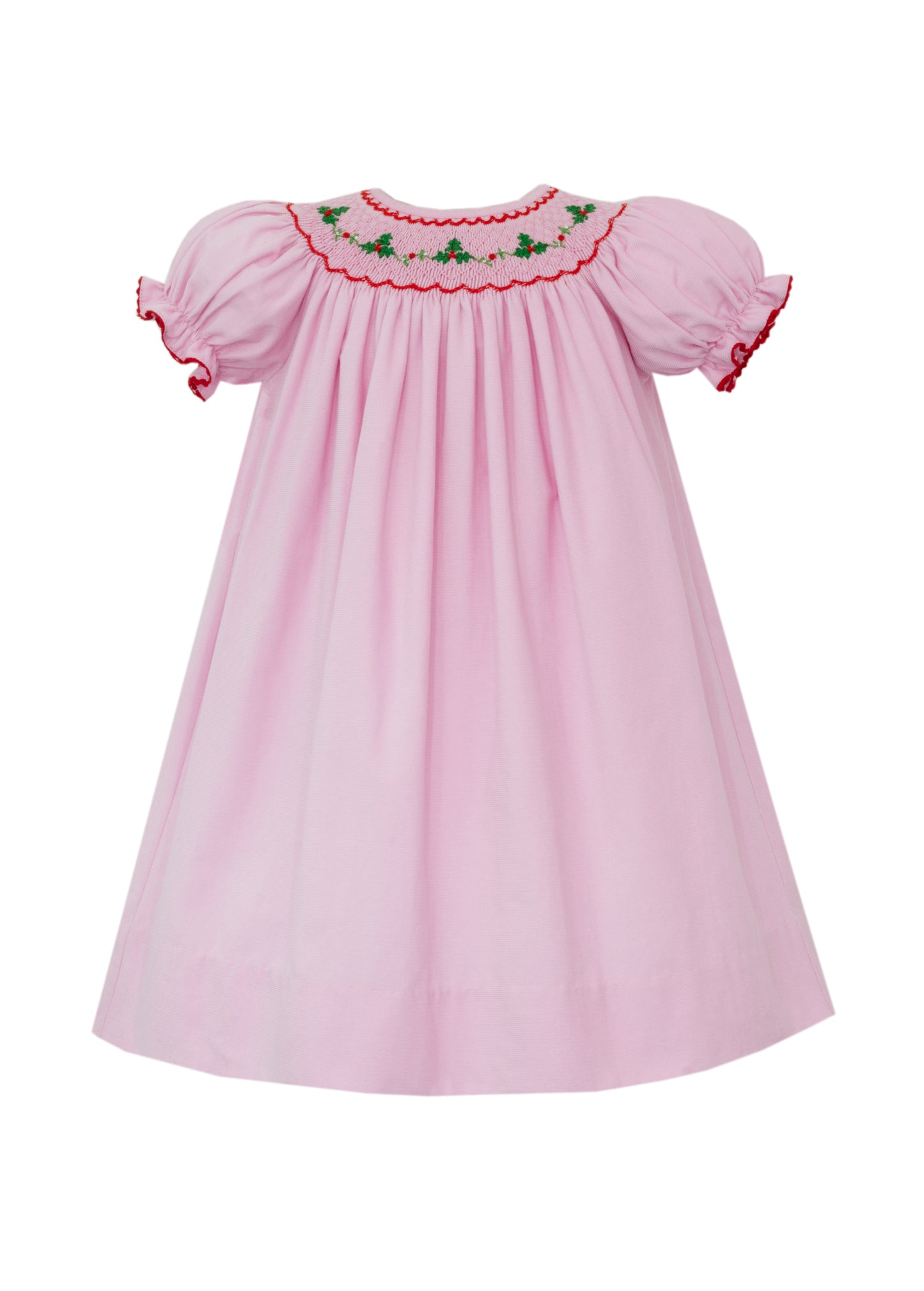 X'mas Holly Vines Pink Corduroy Bishop