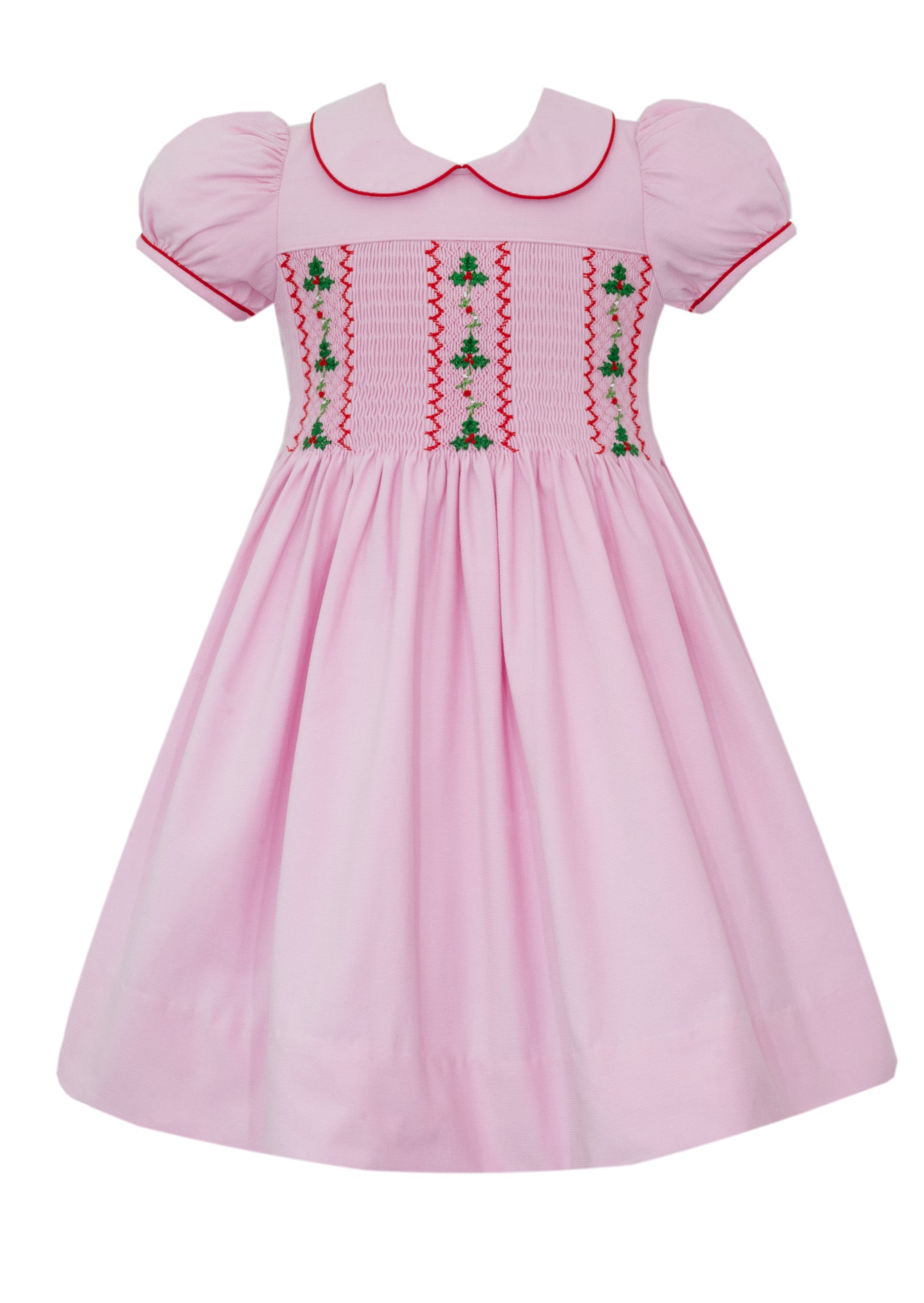 X'mas Holly Vines Pink Corduroy Dress
