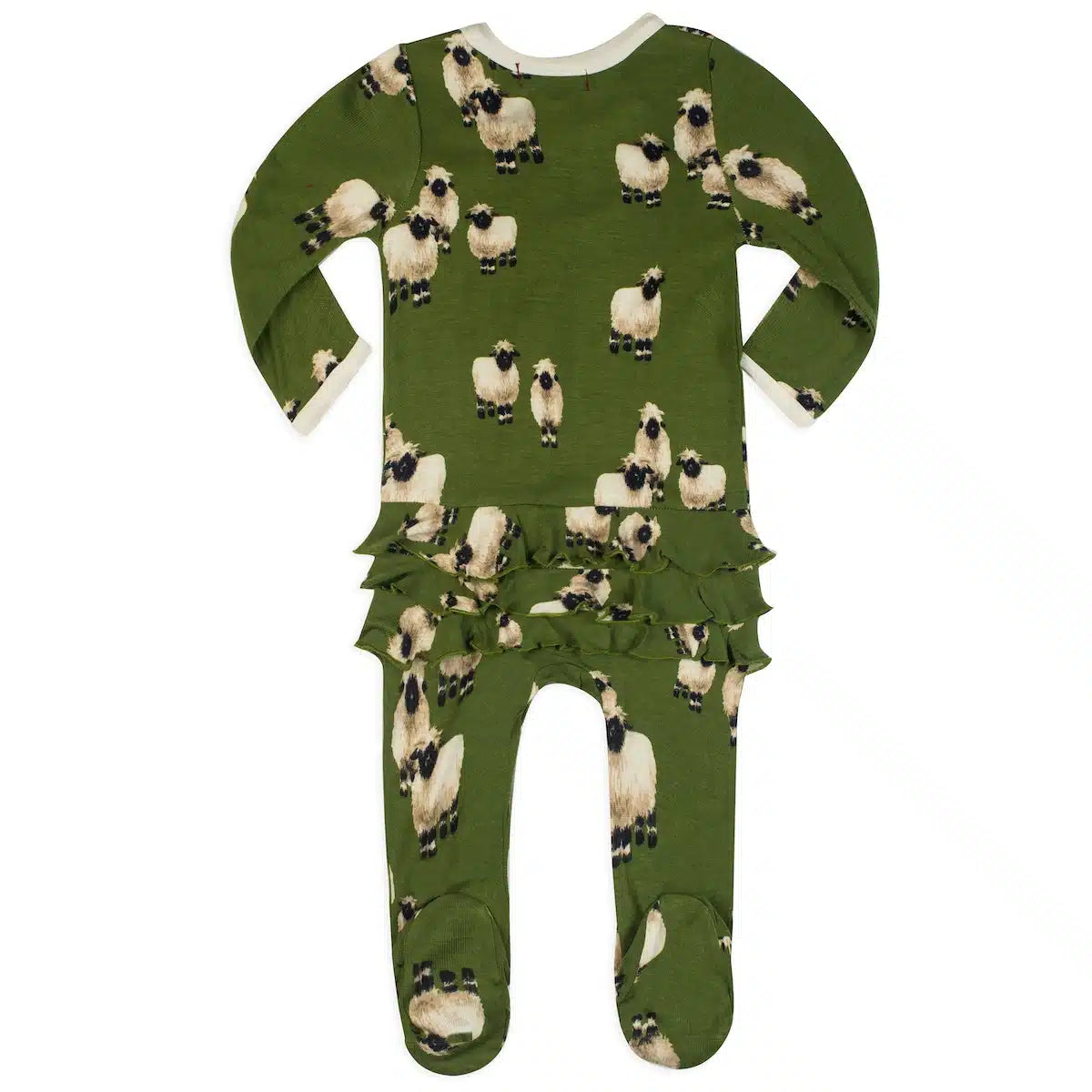 Valais Sheep Bamboo Zipper Footie w/ Ruffle