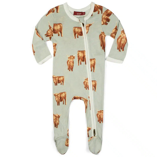 Highland Cow Footed Romper