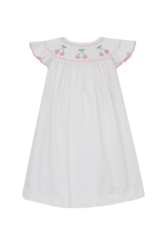 Cherry Pink and White Knit Dot Angel Wing Bishop
