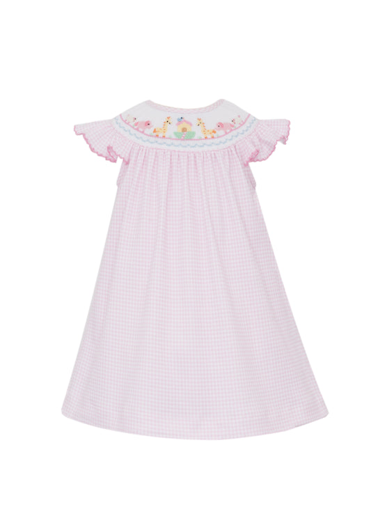 Noah's Ark Pink Gingham Knit Bishop