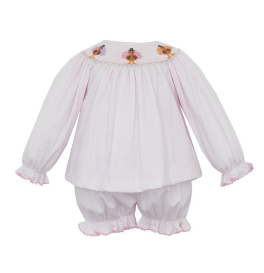 Turkey- Pink Knit Stripe Bishop Set