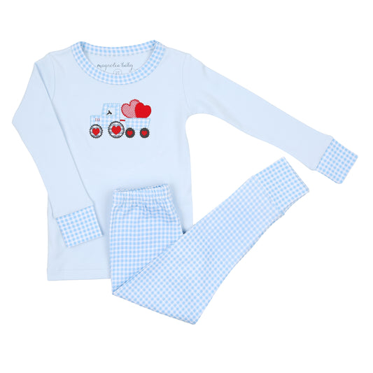 Tractor Full of Love Applique Long Pajamas