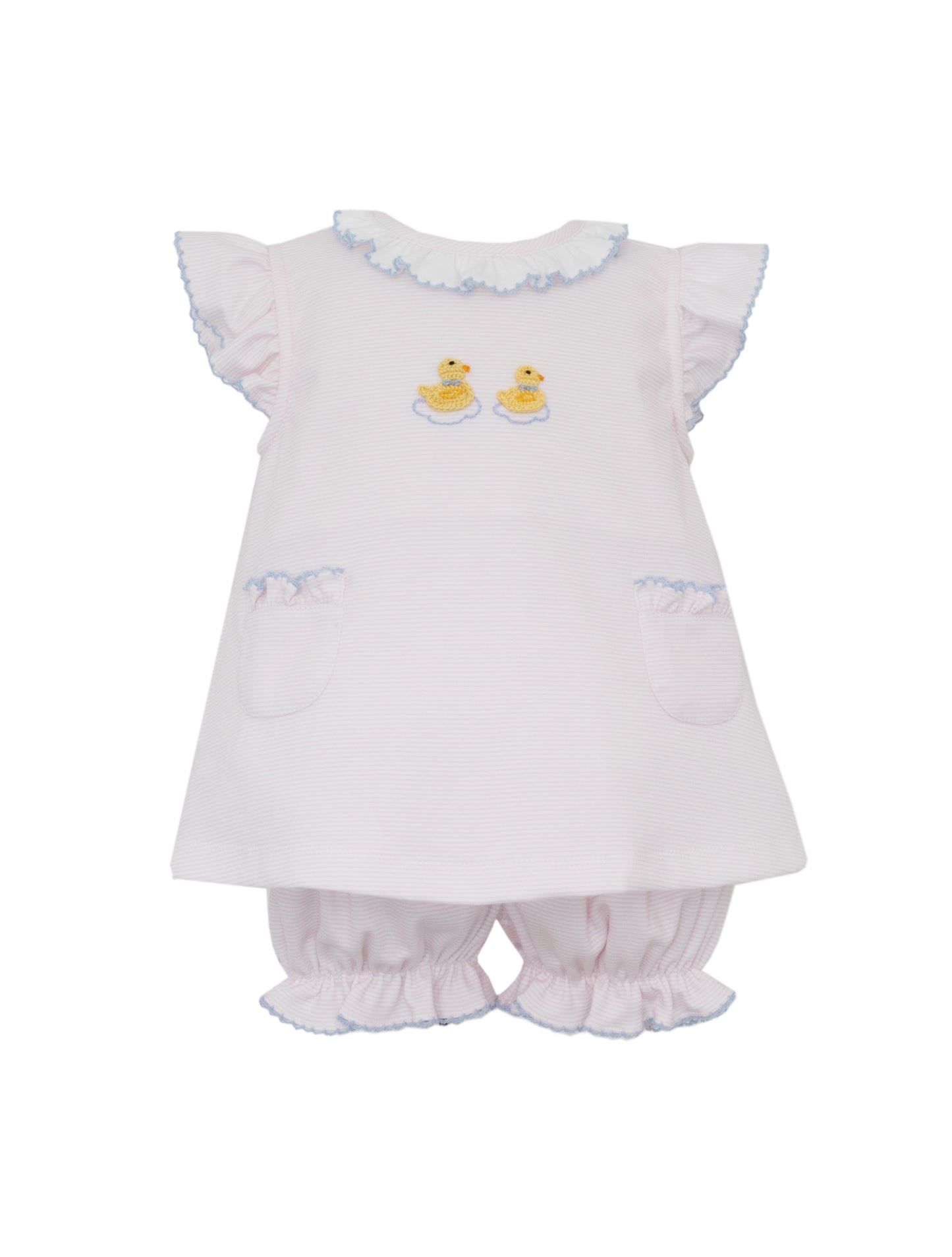 Duckling Pink Knit Stripe Sleeveless Bloomer Set